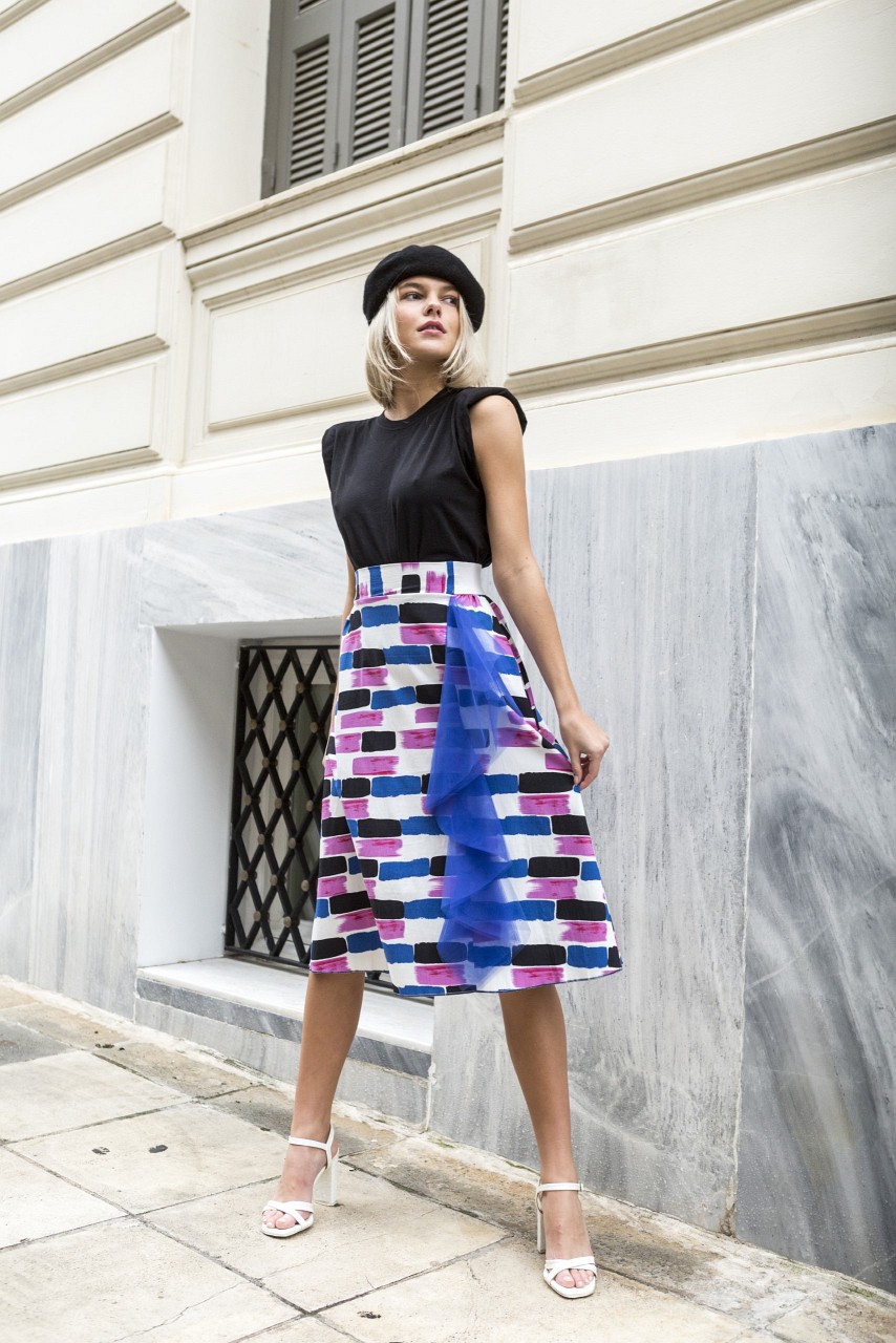 Product preview: Tulle Tutu Skirt Blue Fuchsia Midi Skirt with Tulle Ruffle